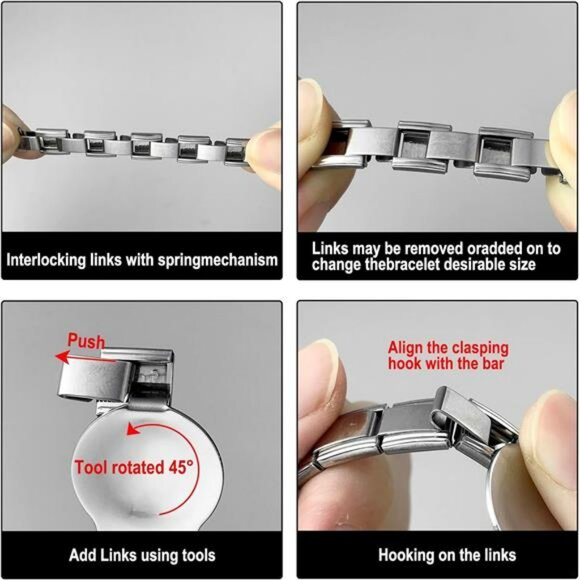 Gold italian charm bracelet set stainless steel 9mm modular link starter kit jew - Picture 3 of 7